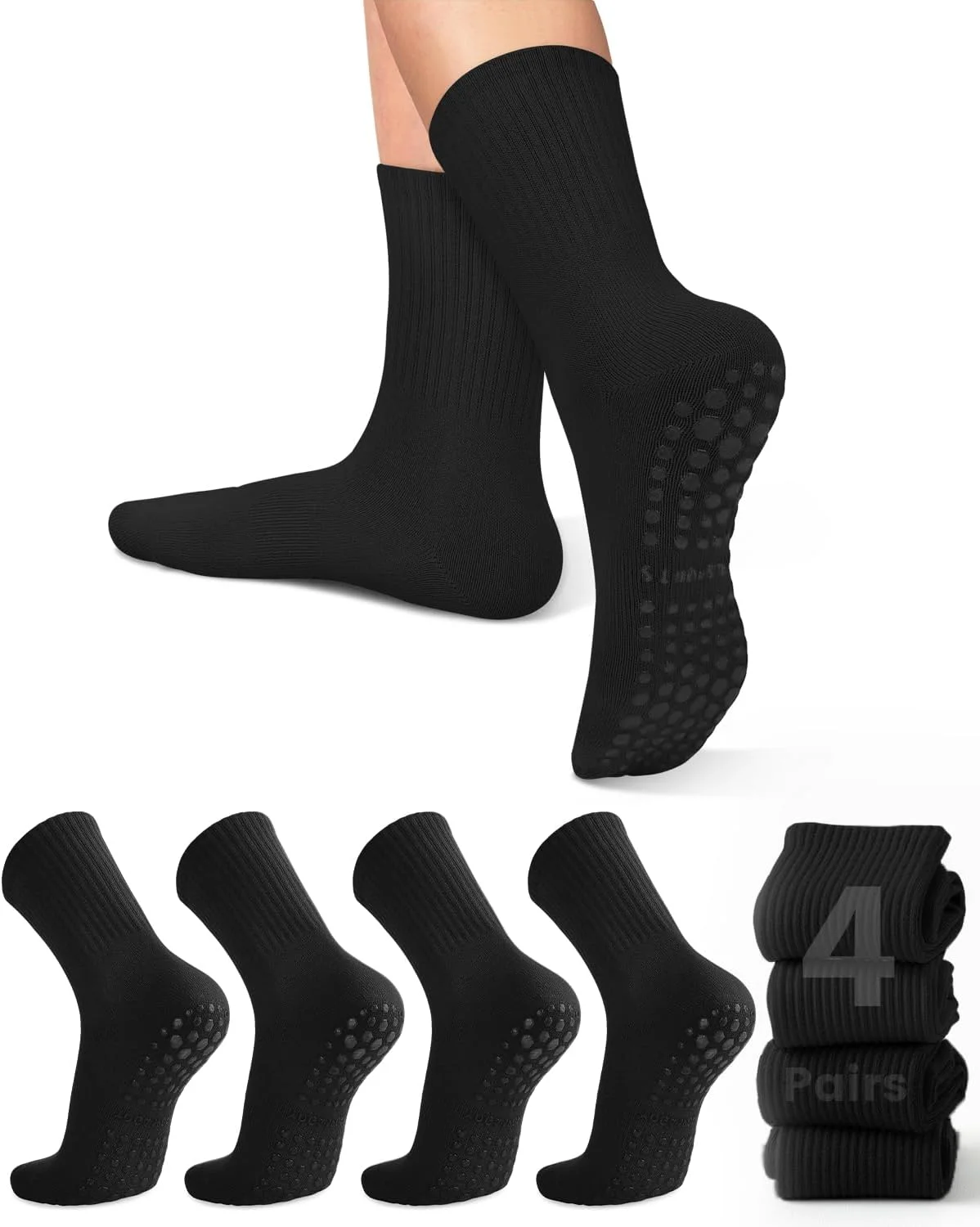 Pilates Yoga Grip Socks - 4 pary damskich skarpet do jogi,
